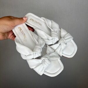 275‎ Central White Knotted Slide Sandals Made in Italy Leather Flats Women